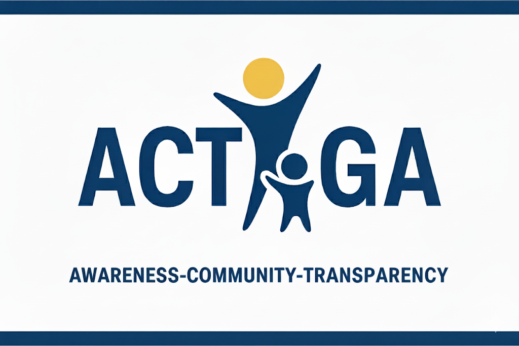 Act Ga Logo With Blue Bars Transparent Family In Middle