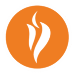 Hall County BOE 1 Hall County School District Logo. It Is An Orange Circle With A White Flame In The Middle